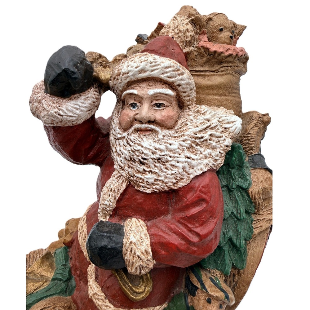 Artist Santa & Sleigh of Toys Hand Painted Figurine Andrea Sibert Krabbe Vtg '87